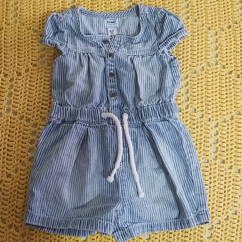 Adorable toddler girl jean romper